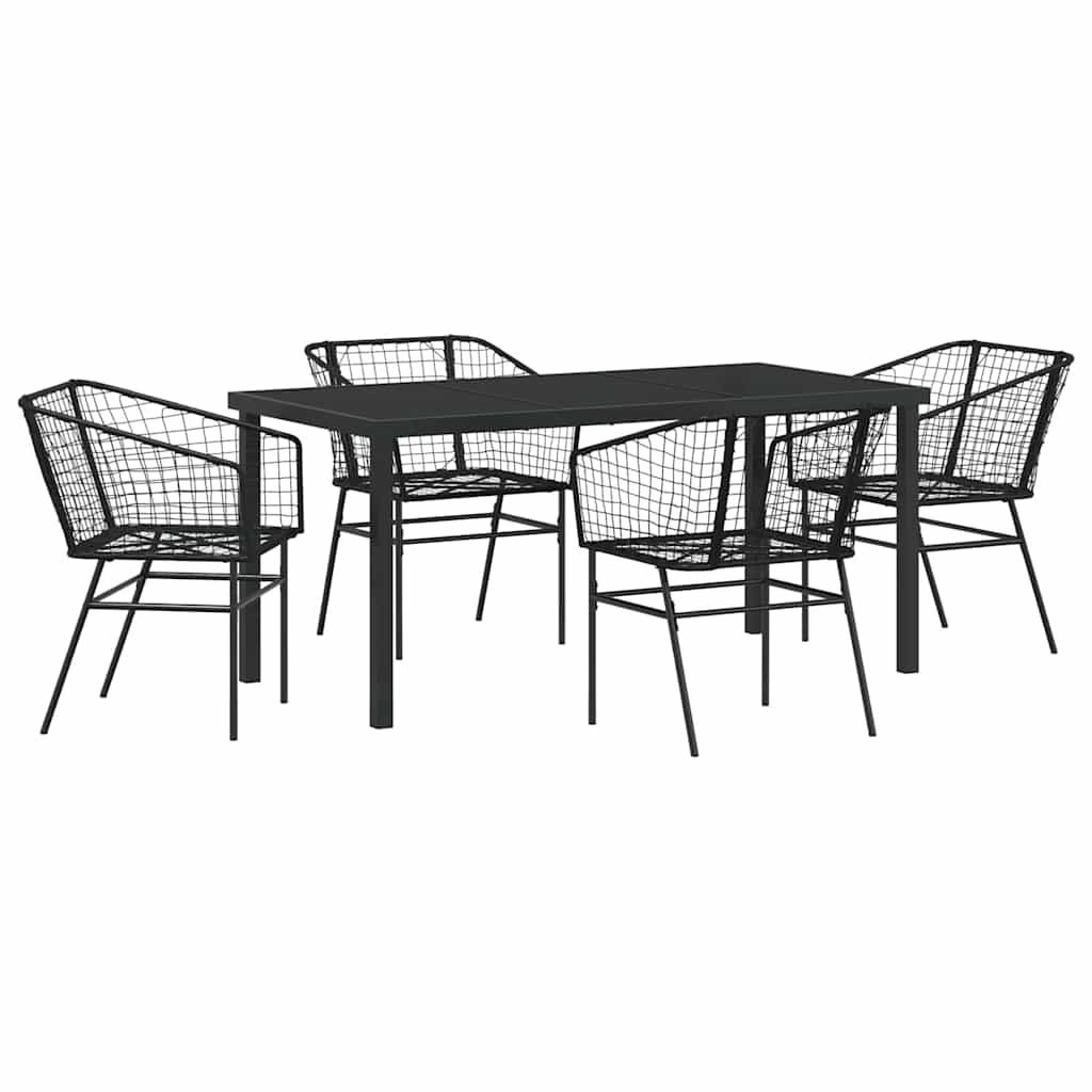 Ensemble de salle à manger pour jardin 5 pcs Noir polyrotin - XIOS