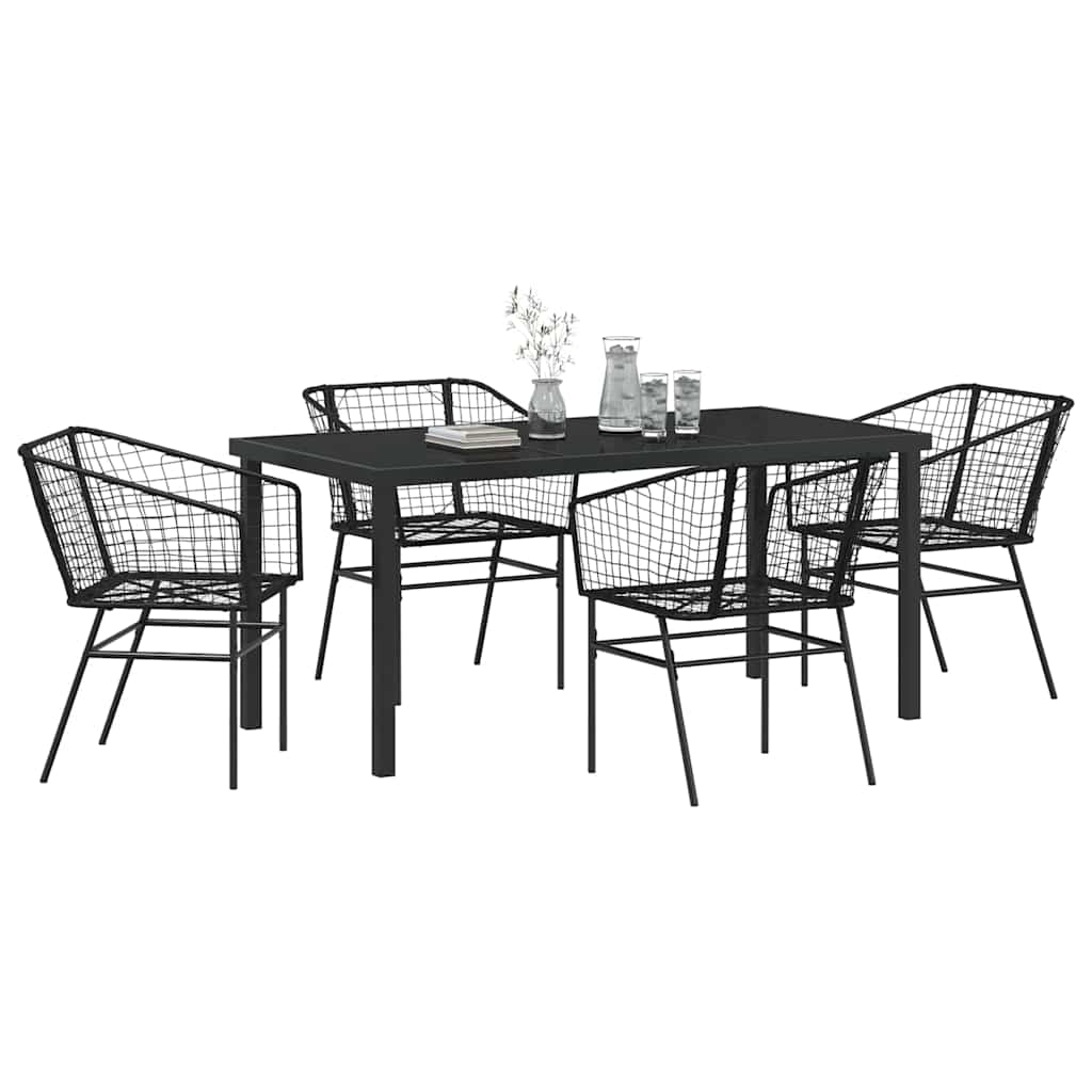 Ensemble de salle à manger pour jardin 5 pcs Noir polyrotin - XIOS