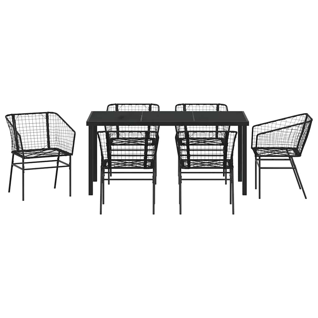 Ensemble de salle à manger pour jardin 7 pcs Noir polyrotin - XIOS