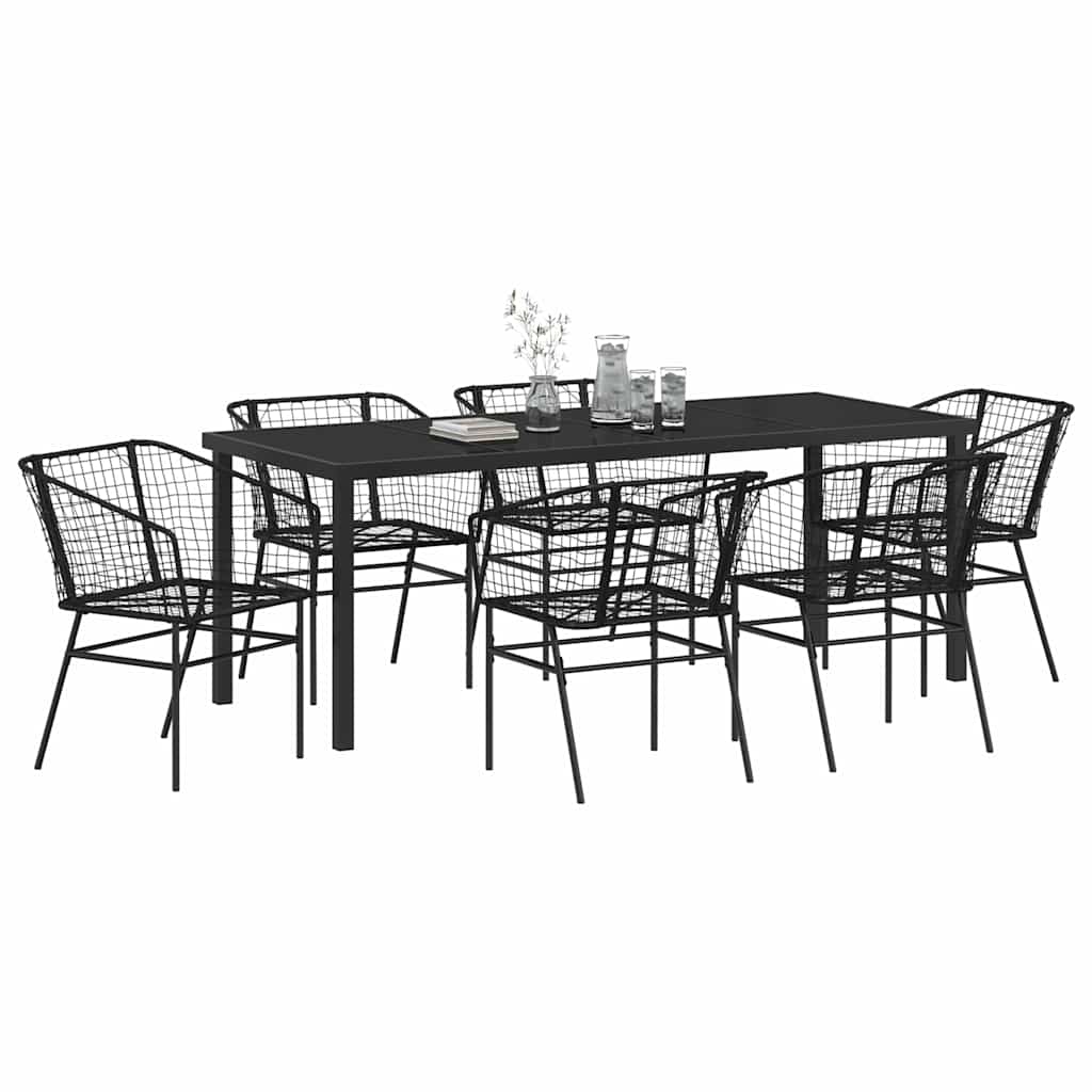 Ensemble de salle à manger pour jardin 7 pcs Noir polyrotin - XIOS
