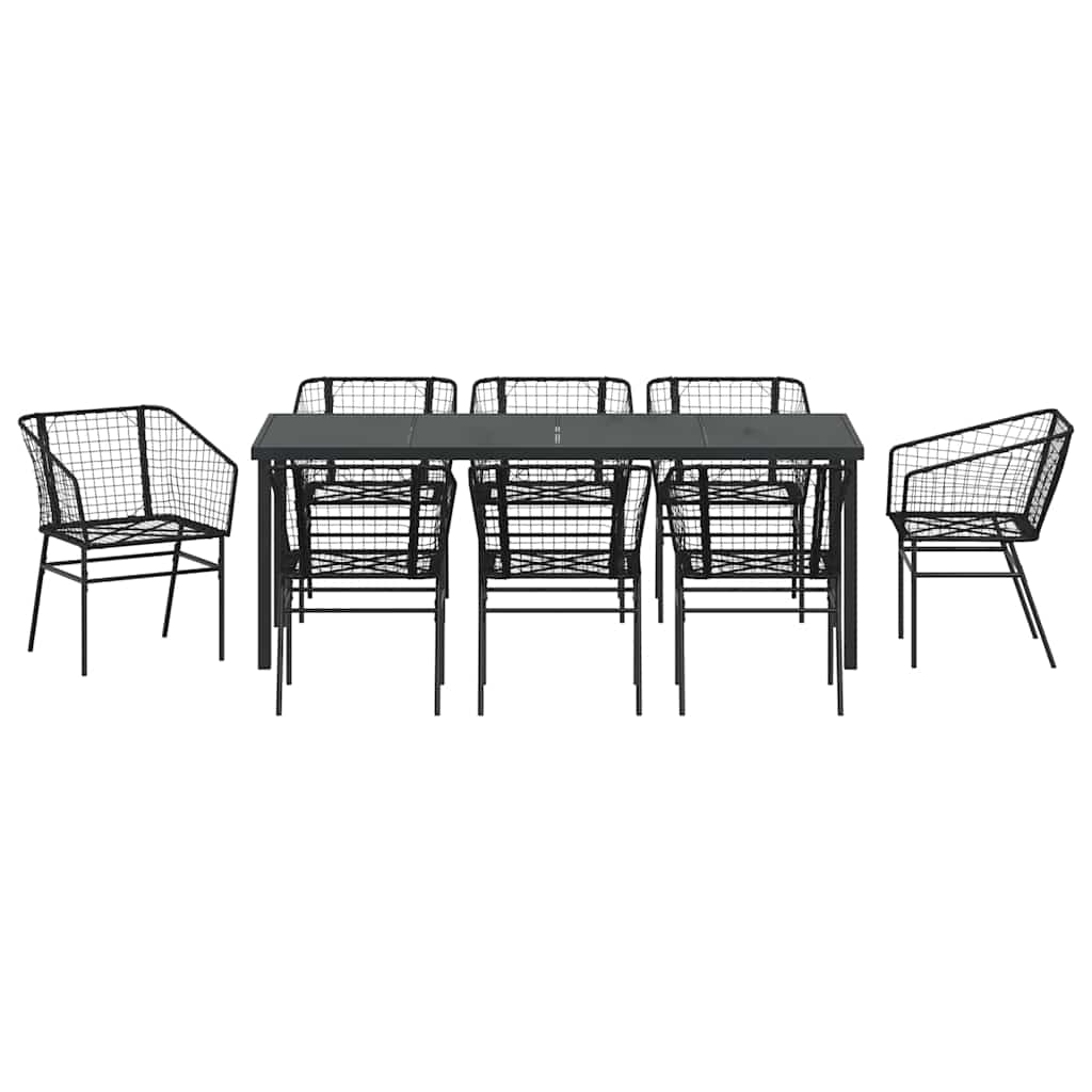 Ensemble de salle à manger pour jardin 9 pcs Noir polyrotin - XIOS