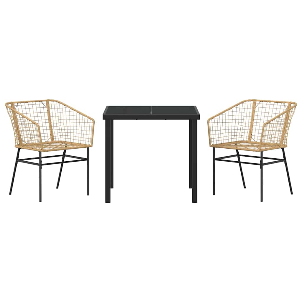 Ensemble de salle à manger pour jardin 3 pcs Marron polyrotin - XIOS