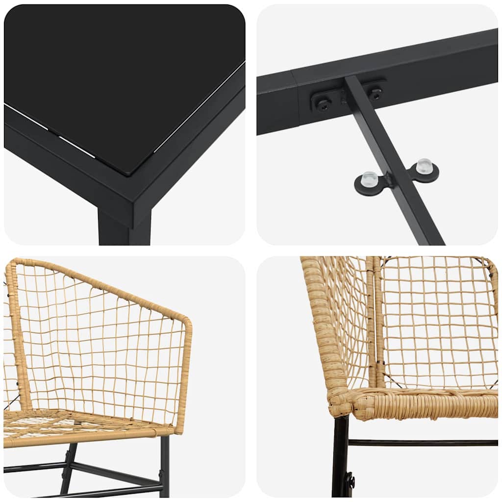 Ensemble de salle à manger pour jardin 5 pcs Marron polyrotin - XIOS