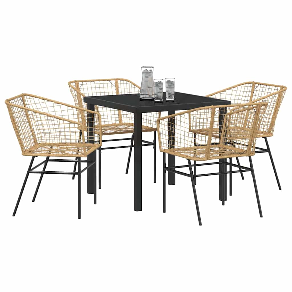 Ensemble de salle à manger pour jardin 5 pcs Marron polyrotin - XIOS