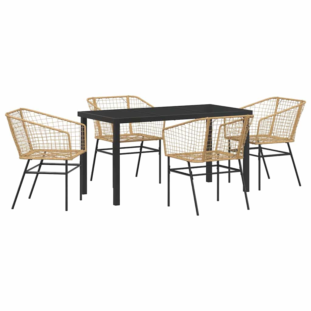 Ensemble de salle à manger pour jardin 5 pcs Marron polyrotin - XIOS