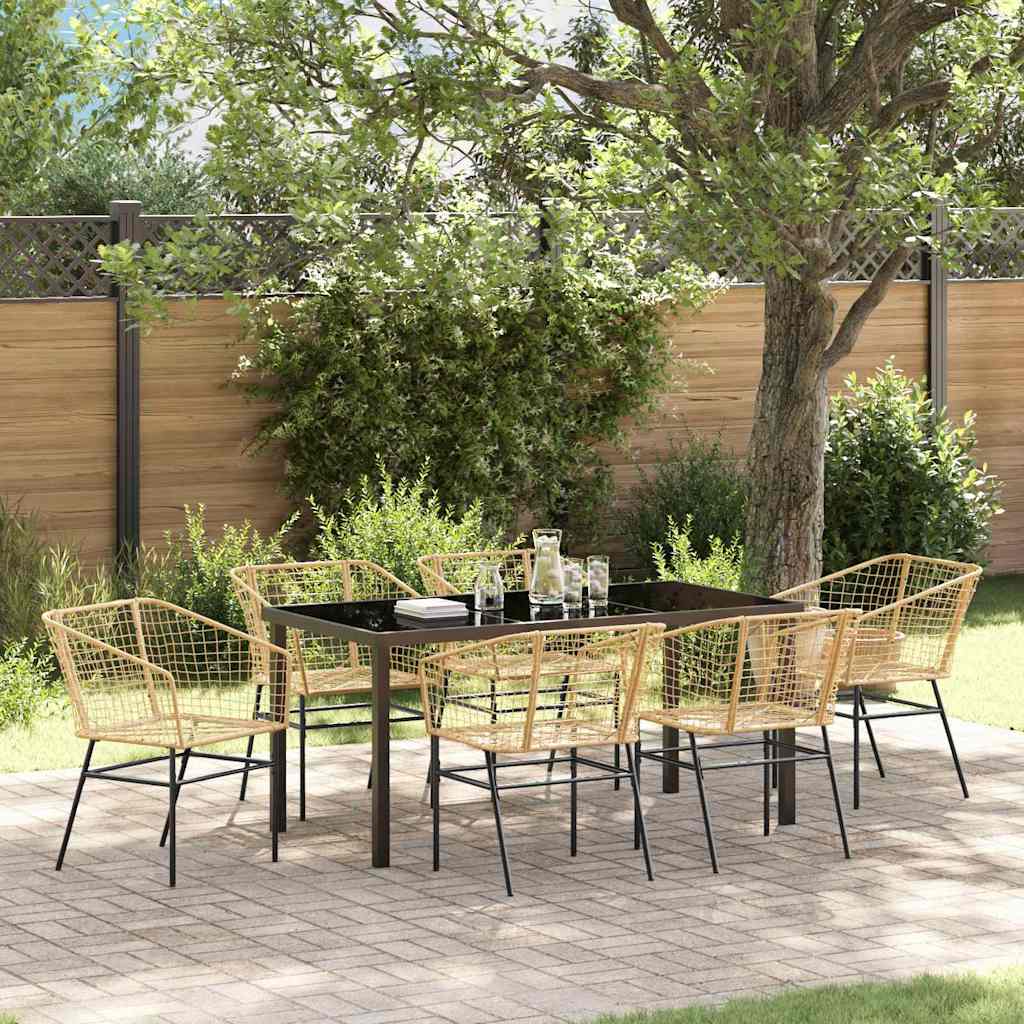 Ensemble de salle à manger pour jardin 7 pcs Marron polyrotin - XIOS