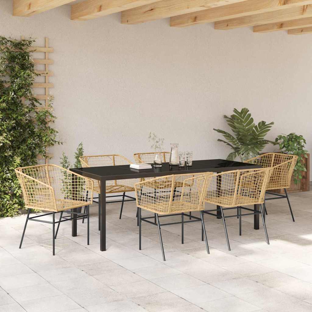 Ensemble de salle à manger pour jardin 7 pcs Marron polyrotin - XIOS