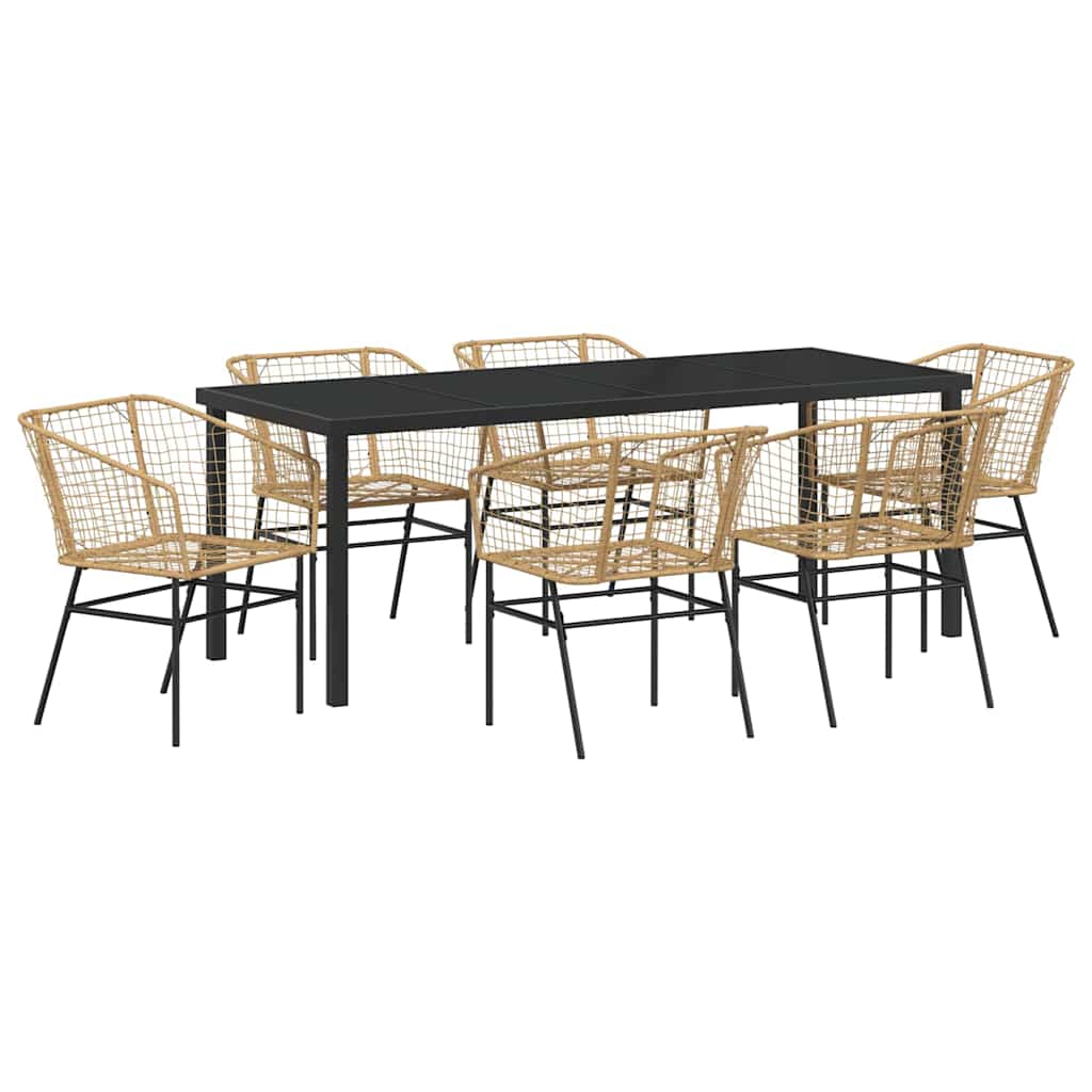 Ensemble de salle à manger pour jardin 7 pcs Marron polyrotin - XIOS
