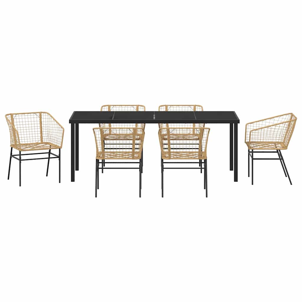 Ensemble de salle à manger pour jardin 7 pcs Marron polyrotin - XIOS