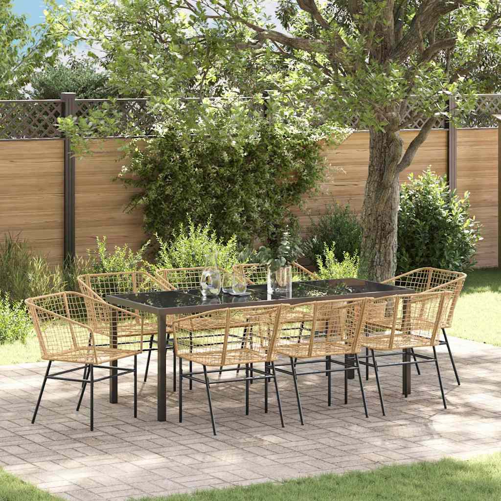 Ensemble de salle à manger pour jardin 9 pcs Marron polyrotin - XIOS