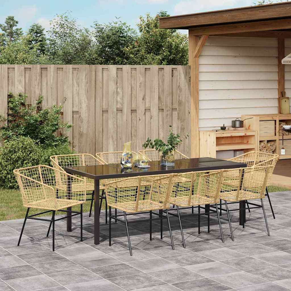 Ensemble de salle à manger pour jardin 9 pcs Marron polyrotin - XIOS