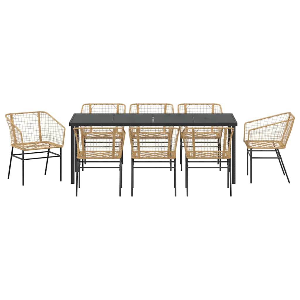 Ensemble de salle à manger pour jardin 9 pcs Marron polyrotin - XIOS