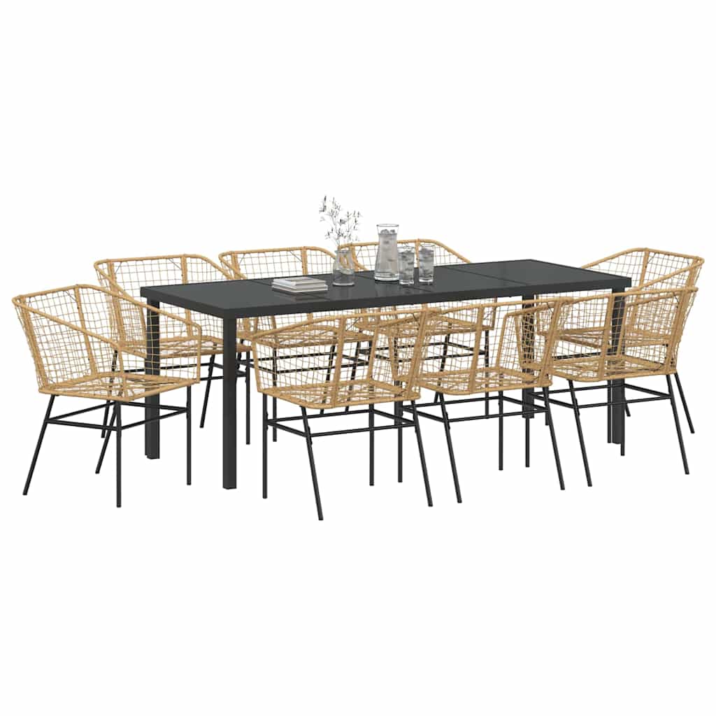 Ensemble de salle à manger pour jardin 9 pcs Marron polyrotin - XIOS