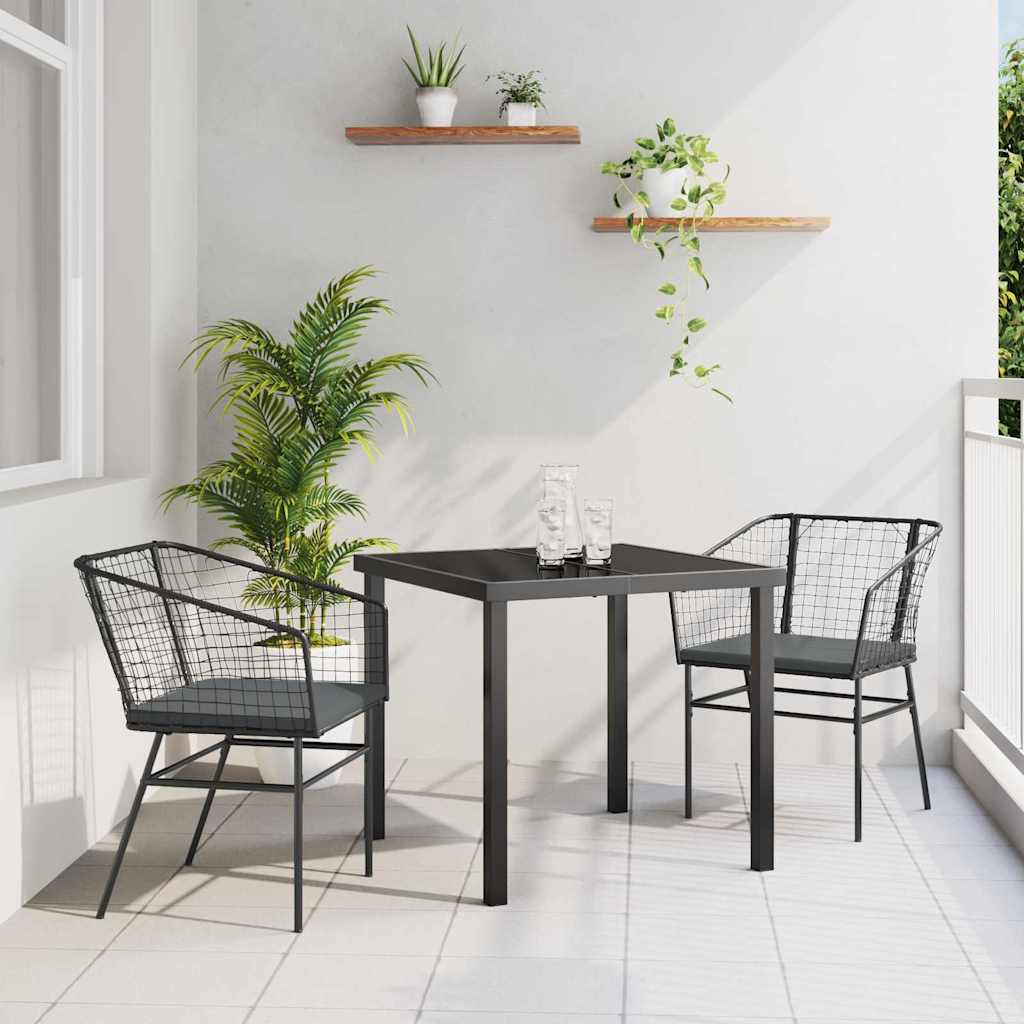Ensemble de salle à manger pour jardin 3 pcs Noir polyrotin - XIOS
