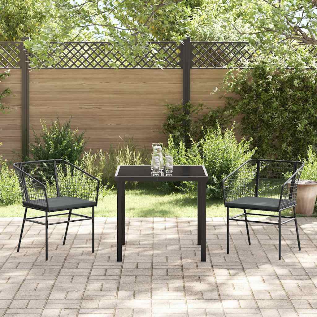 Ensemble de salle à manger pour jardin 3 pcs Noir polyrotin - XIOS