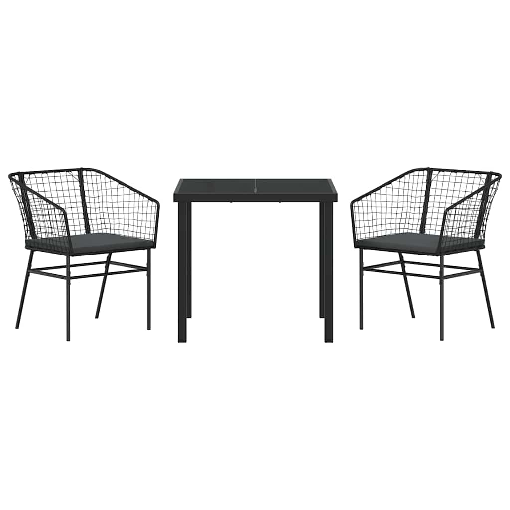 Ensemble de salle à manger pour jardin 3 pcs Noir polyrotin - XIOS