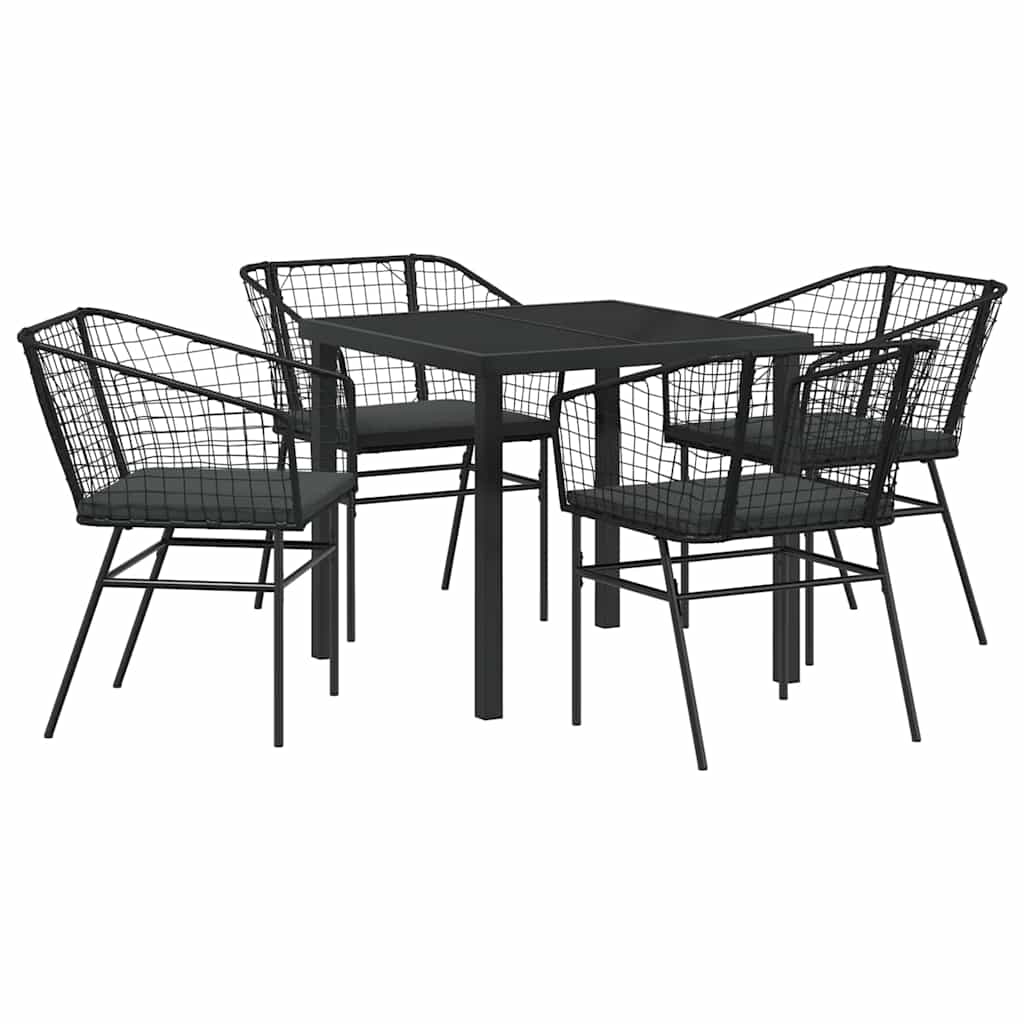 Ensemble de salle à manger pour jardin 5 pcs Noir polyrotin - XIOS