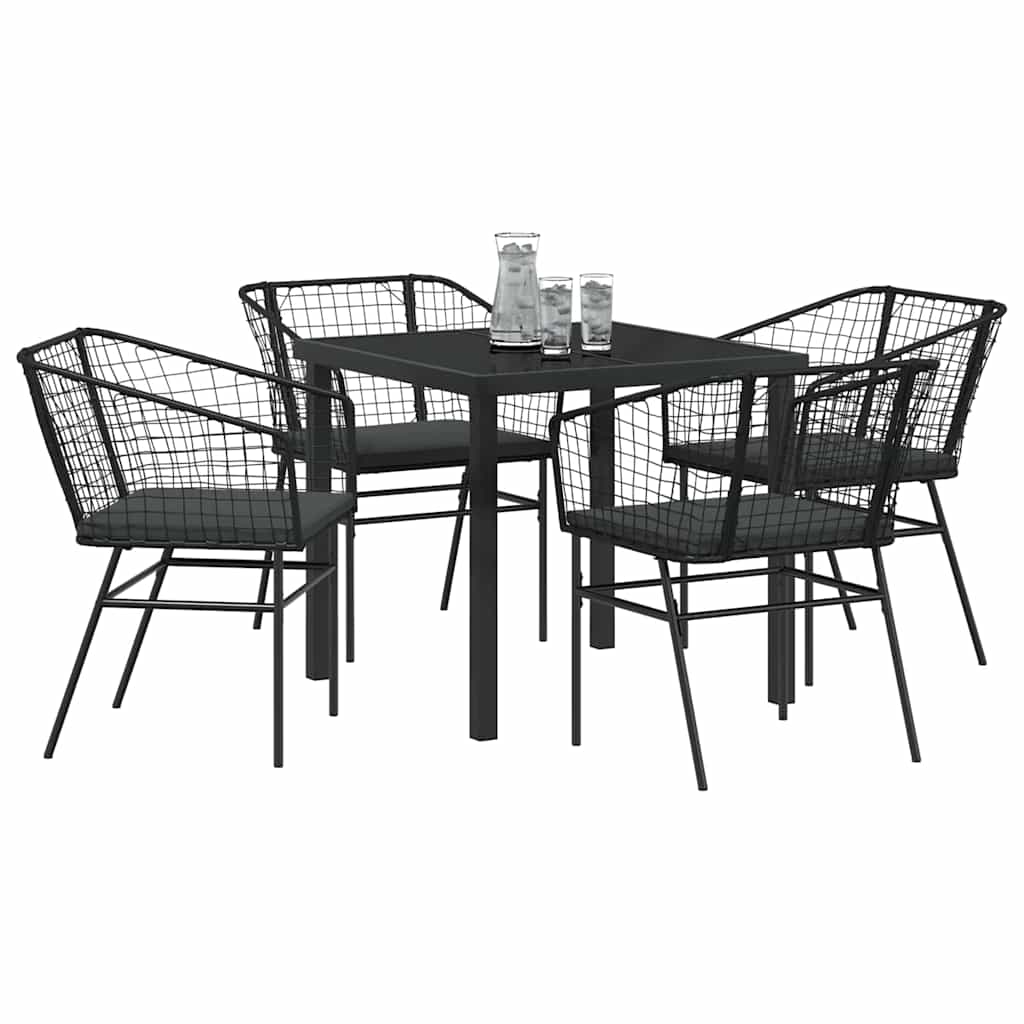 Ensemble de salle à manger pour jardin 5 pcs Noir polyrotin - XIOS