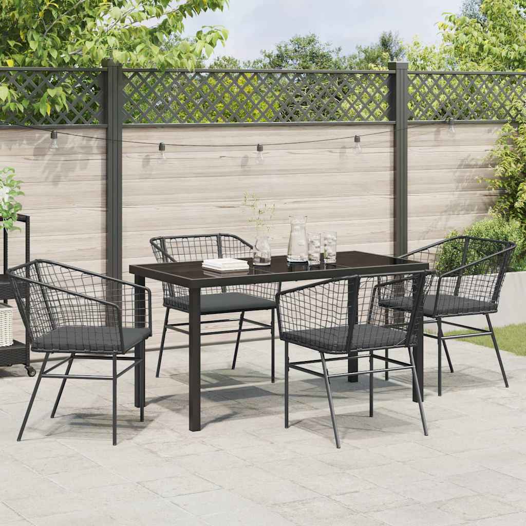 Ensemble de salle à manger pour jardin 5 pcs Noir polyrotin - XIOS