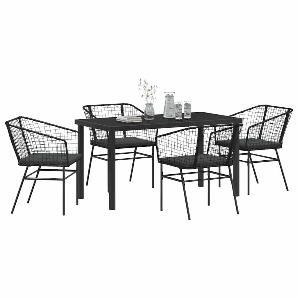 Ensemble de salle à manger pour jardin 5 pcs Noir polyrotin - XIOS