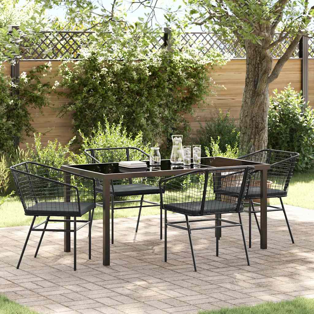 Ensemble de salle à manger pour jardin 5 pcs Noir polyrotin - XIOS