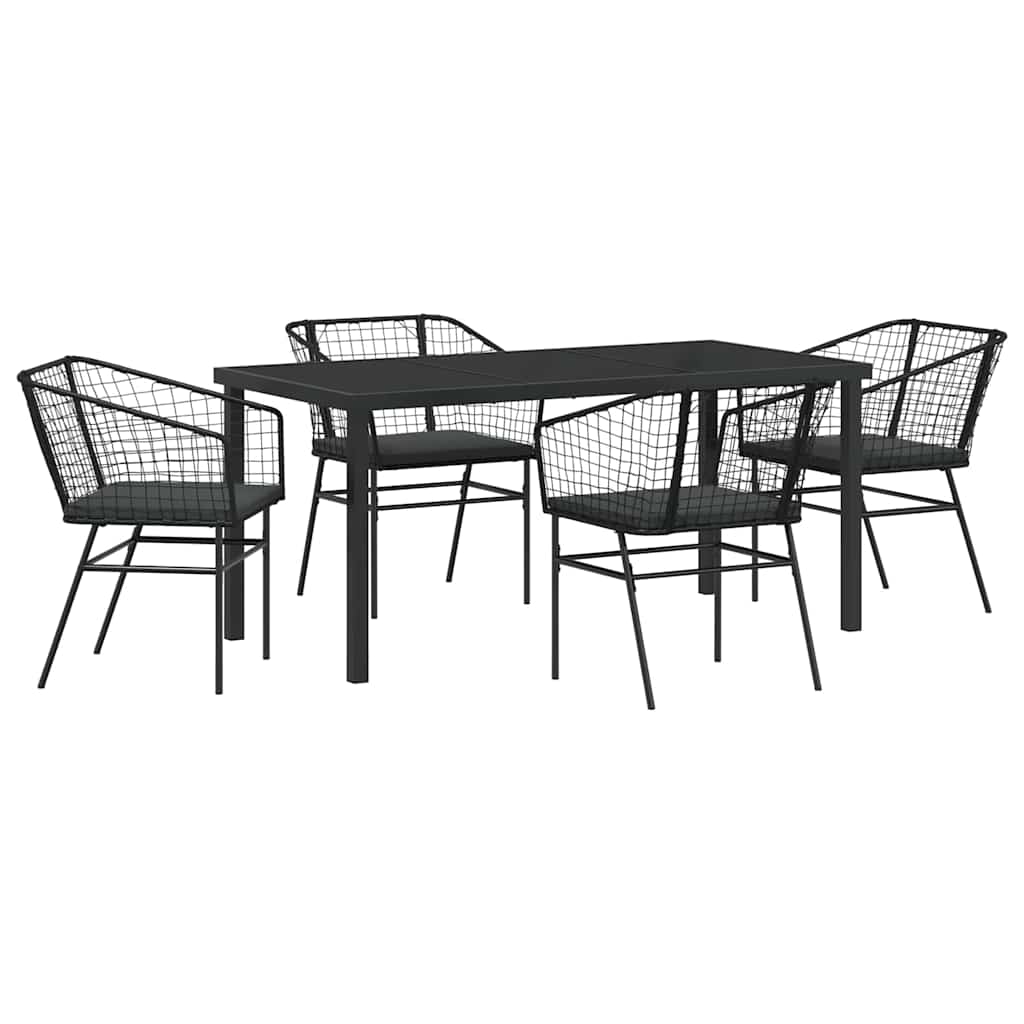 Ensemble de salle à manger pour jardin 5 pcs Noir polyrotin - XIOS