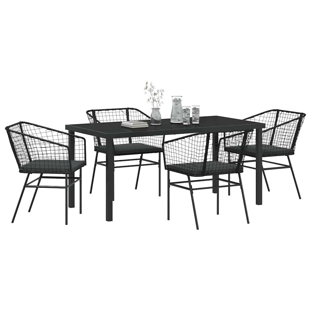 Ensemble de salle à manger pour jardin 5 pcs Noir polyrotin - XIOS
