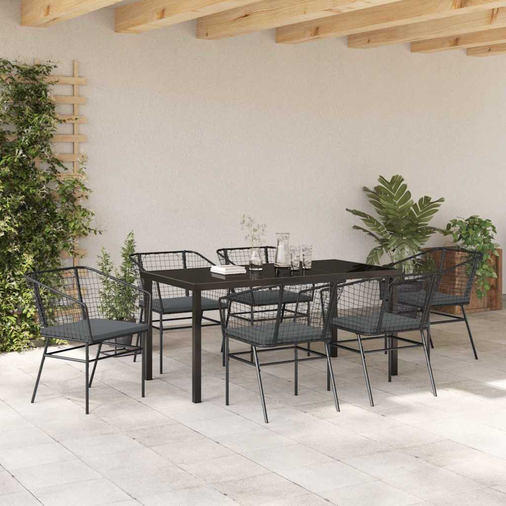 Ensemble de salle à manger pour jardin 7 pcs Noir polyrotin - XIOS