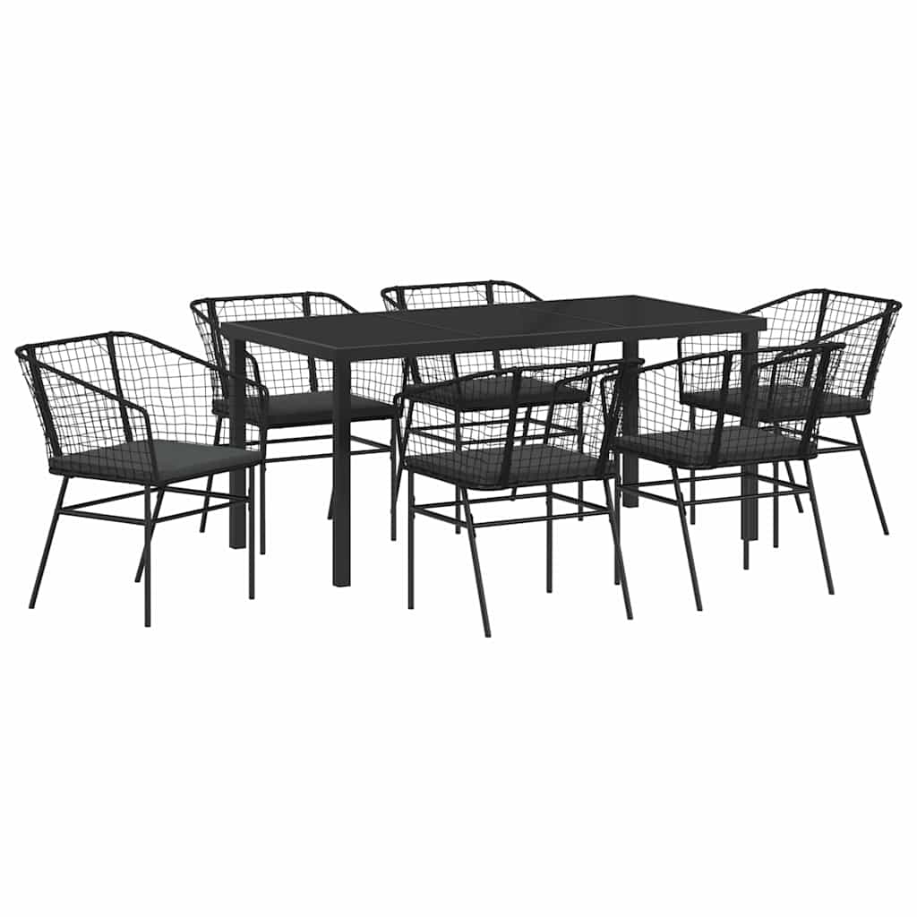 Ensemble de salle à manger pour jardin 7 pcs Noir polyrotin - XIOS