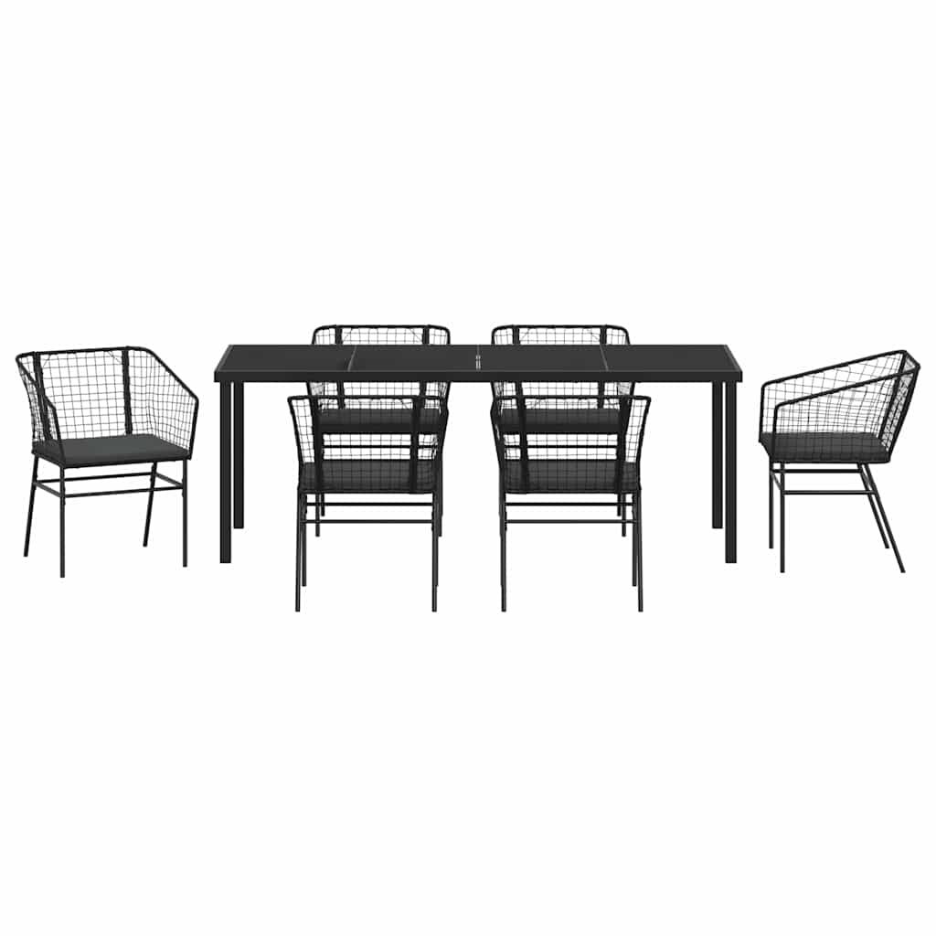 Ensemble de salle à manger pour jardin 7 pcs Noir polyrotin - XIOS