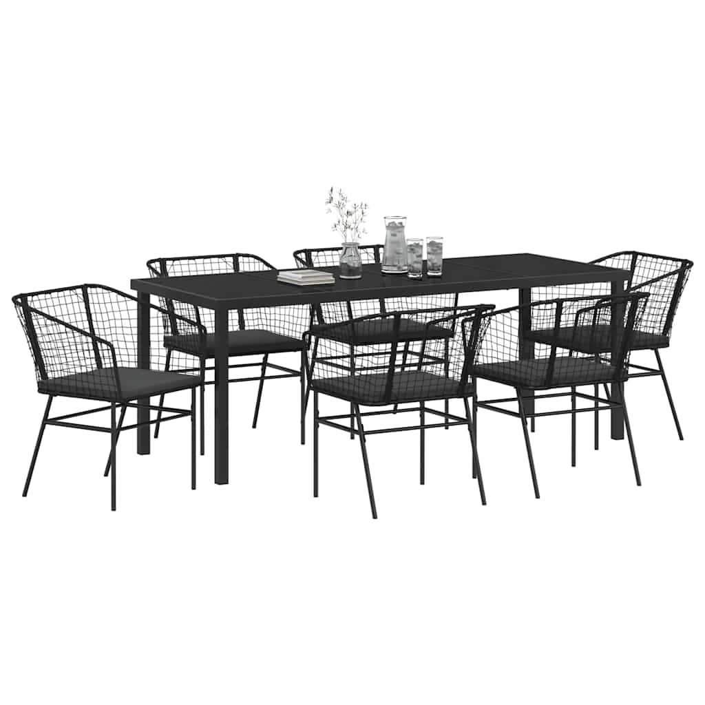 Ensemble de salle à manger pour jardin 7 pcs Noir polyrotin - XIOS