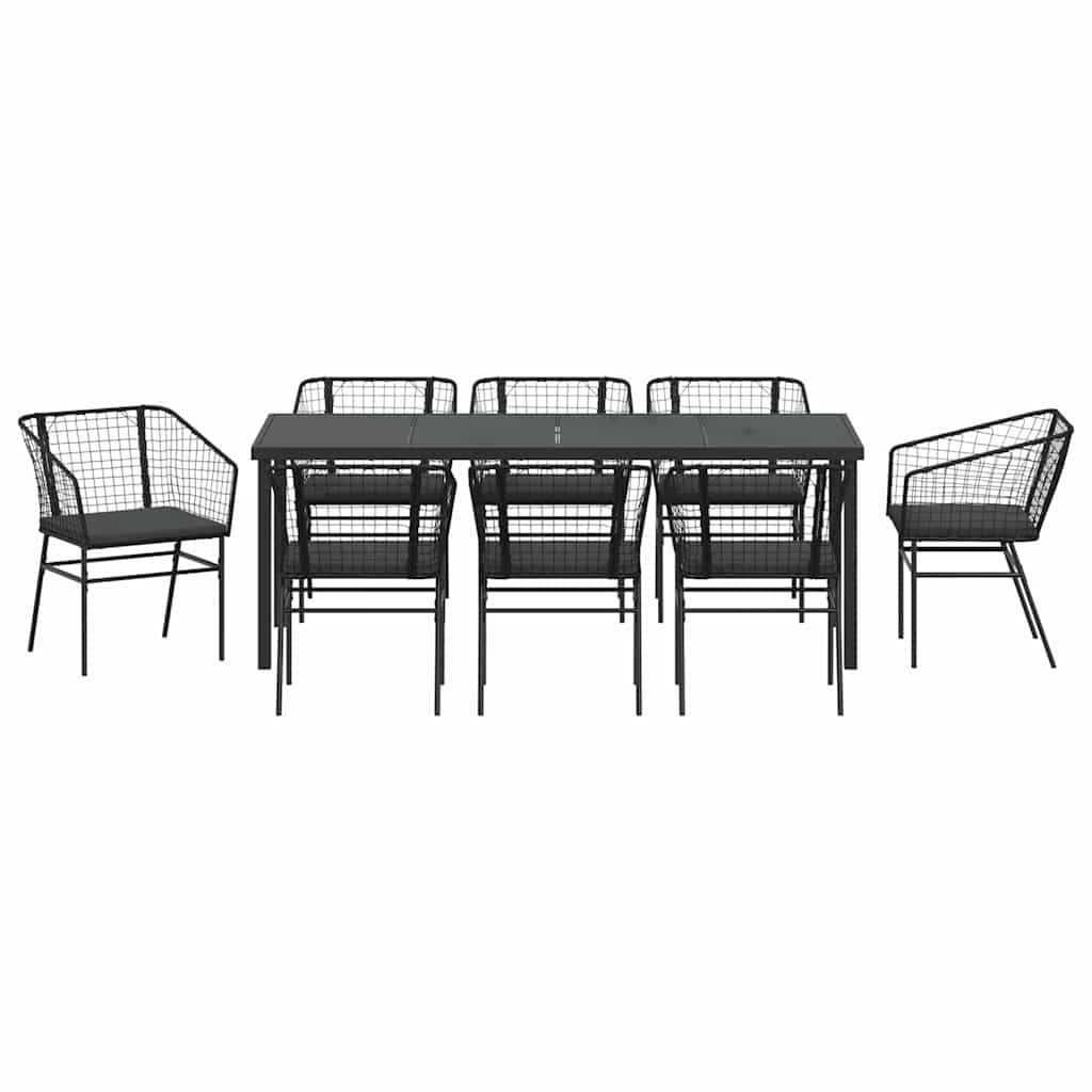 Ensemble de salle à manger pour jardin 9 pcs Noir polyrotin - XIOS