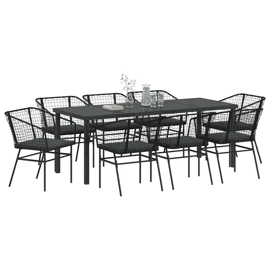 Ensemble de salle à manger pour jardin 9 pcs Noir polyrotin - XIOS