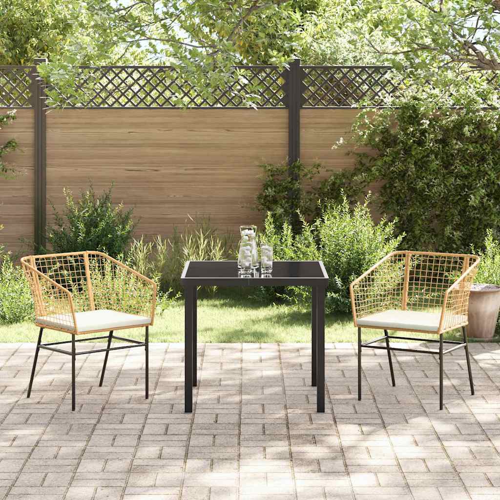 Ensemble de salle à manger pour jardin 3 pcs Marron polyrotin - XIOS