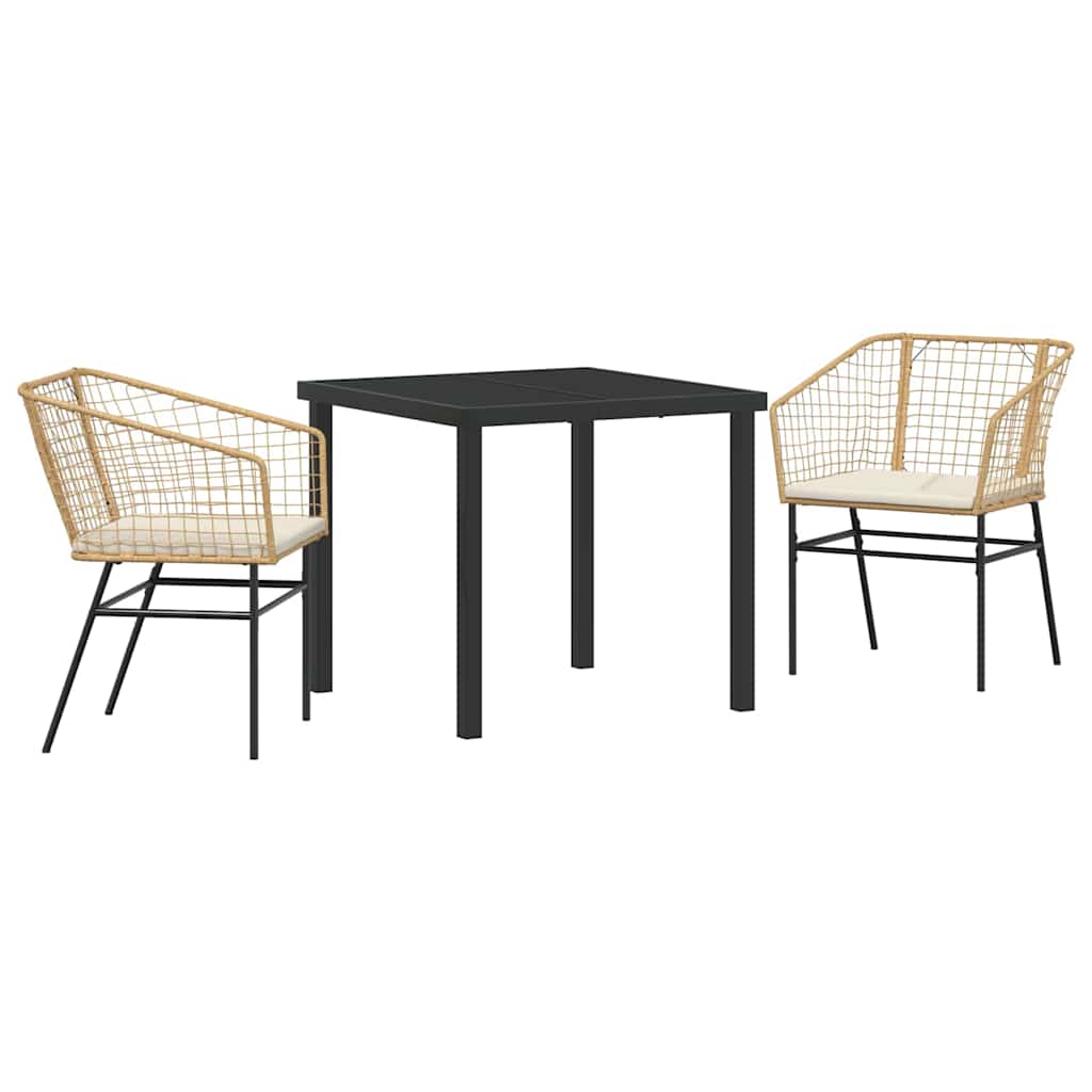 Ensemble de salle à manger pour jardin 3 pcs Marron polyrotin - XIOS