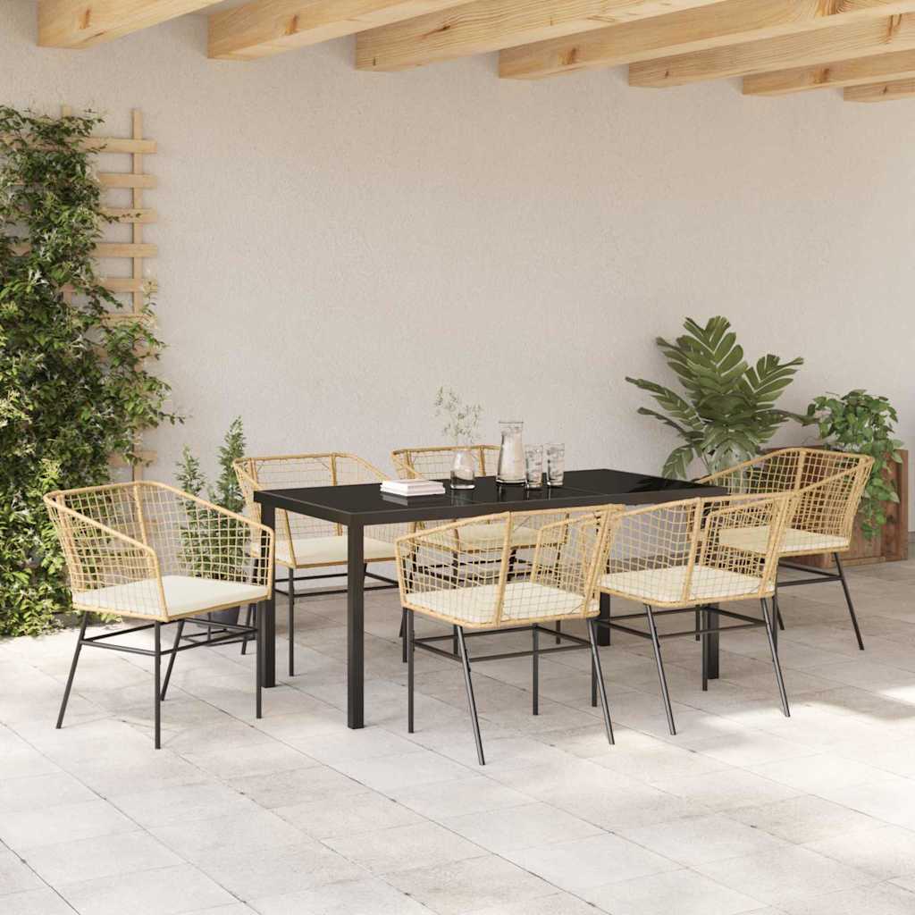 Ensemble de salle à manger pour jardin 7 pcs Marron polyrotin - XIOS