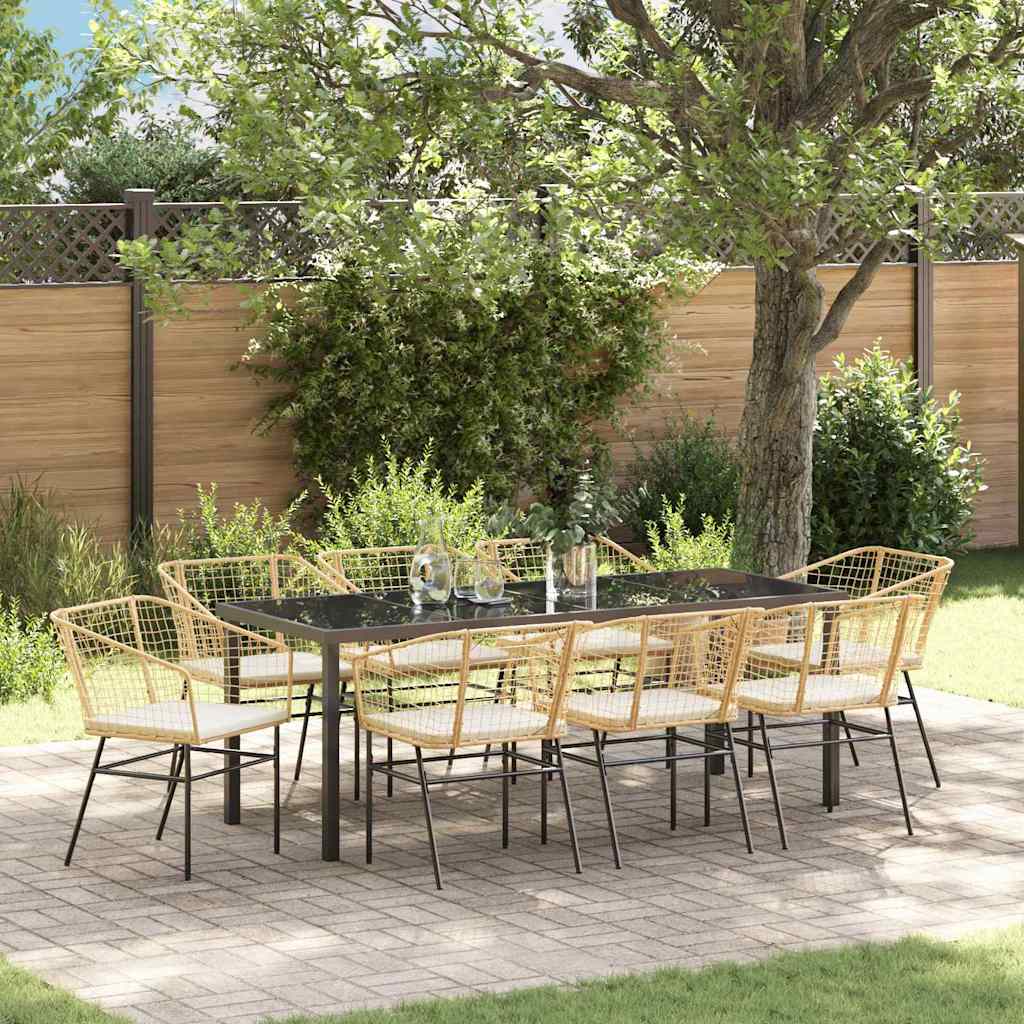 Ensemble de salle à manger pour jardin 9 pcs Marron polyrotin - XIOS