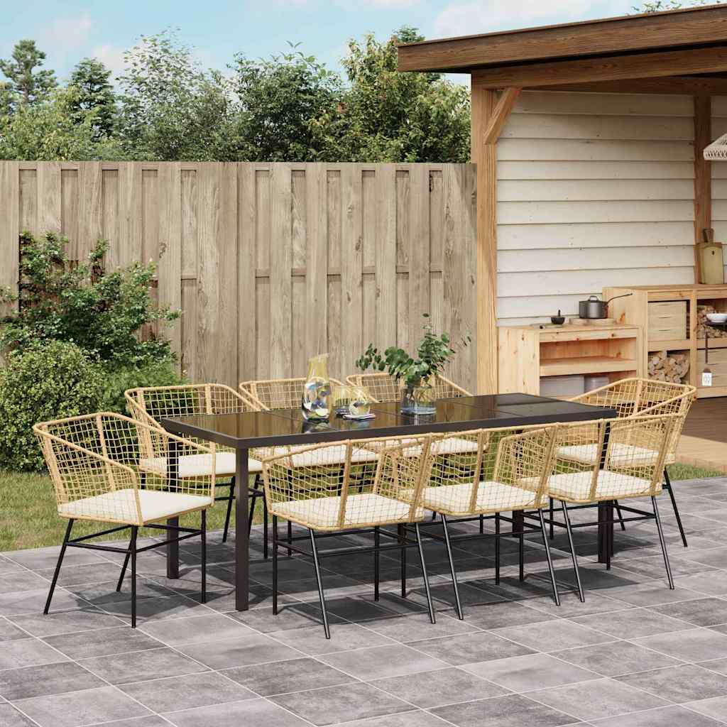 Ensemble de salle à manger pour jardin 9 pcs Marron polyrotin - XIOS