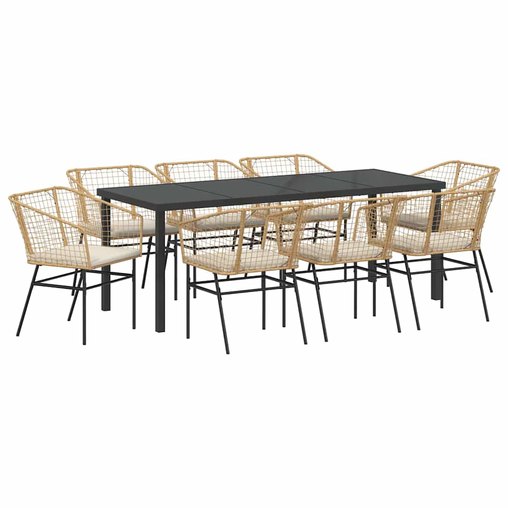 Ensemble de salle à manger pour jardin 9 pcs Marron polyrotin - XIOS