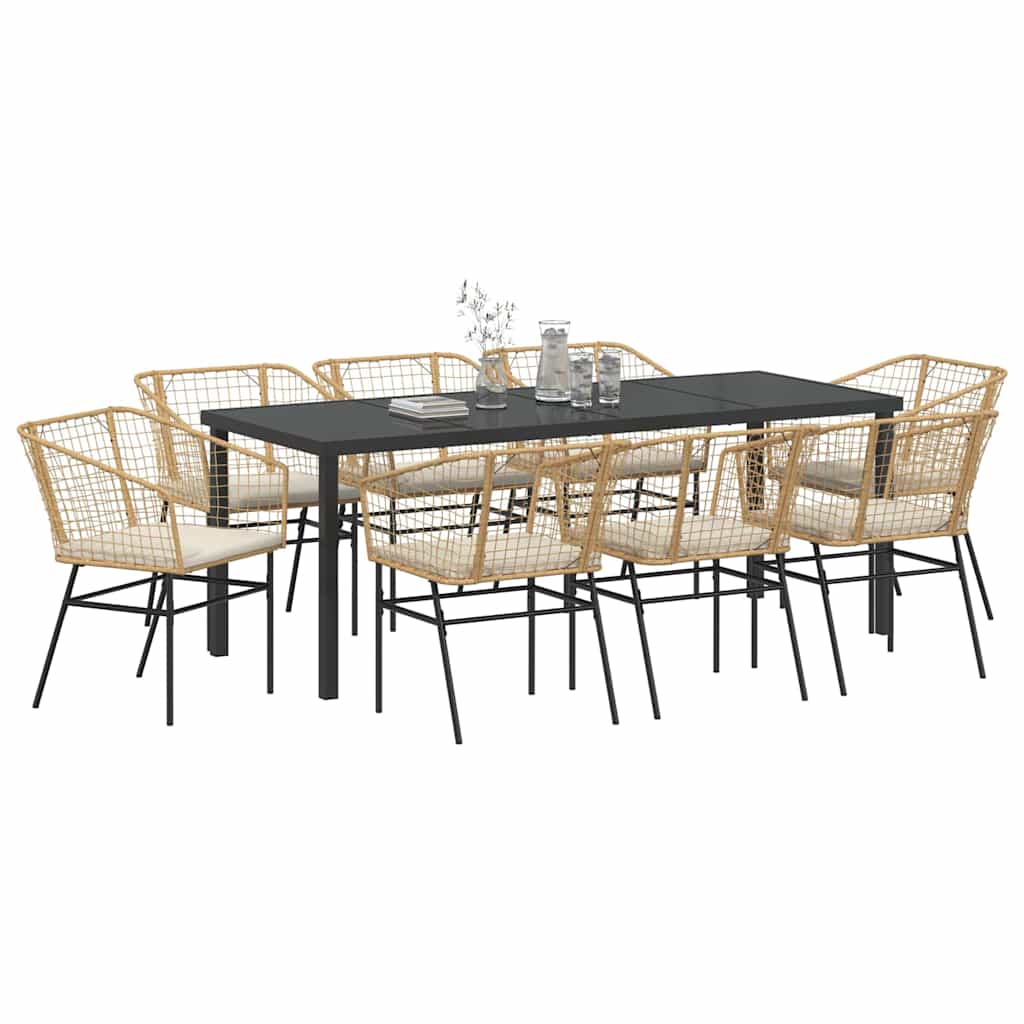 Ensemble de salle à manger pour jardin 9 pcs Marron polyrotin - XIOS