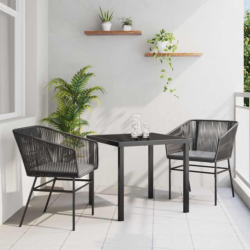 Ensemble de salle à manger pour jardin avec coussin 3 pcs Noir - XIOS