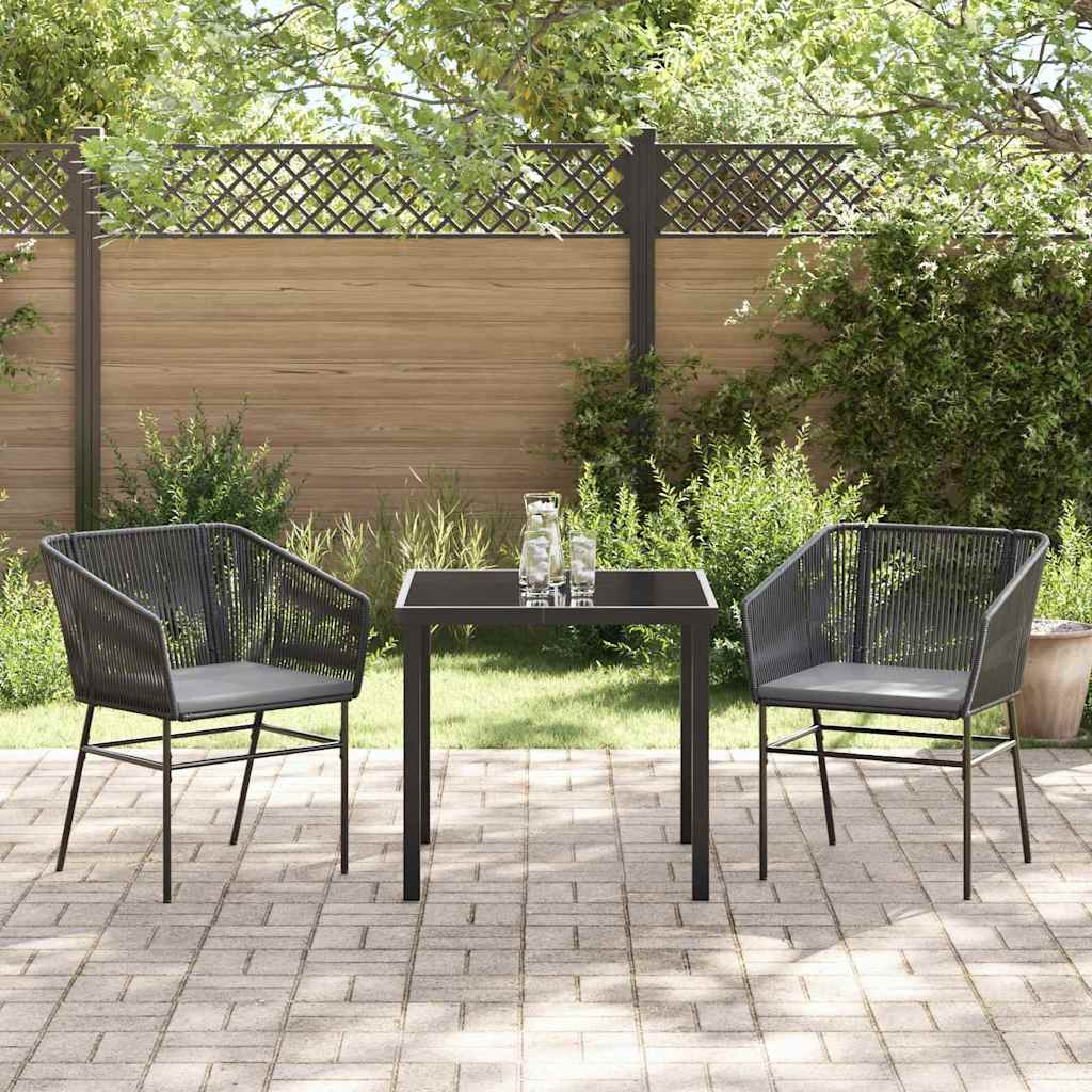 Ensemble de salle à manger pour jardin avec coussin 3 pcs Noir - XIOS