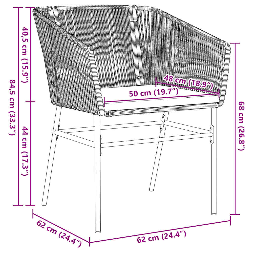Ensemble de salle à manger pour jardin avec coussin 3 pcs Noir - XIOS