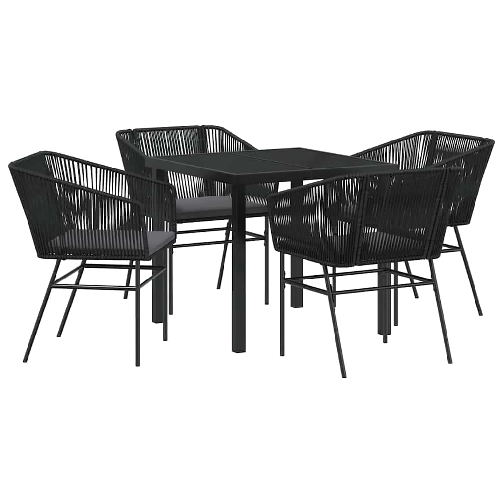 Ensemble de salle à manger pour jardin avec coussin 5 pcs Noir - XIOS