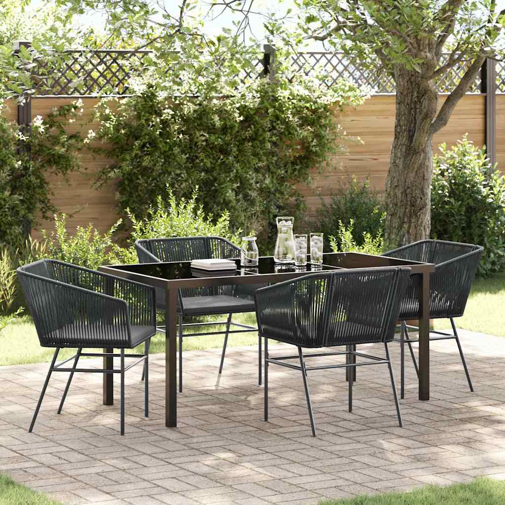 Ensemble de salle à manger pour jardin avec coussin 5 pcs Noir - XIOS