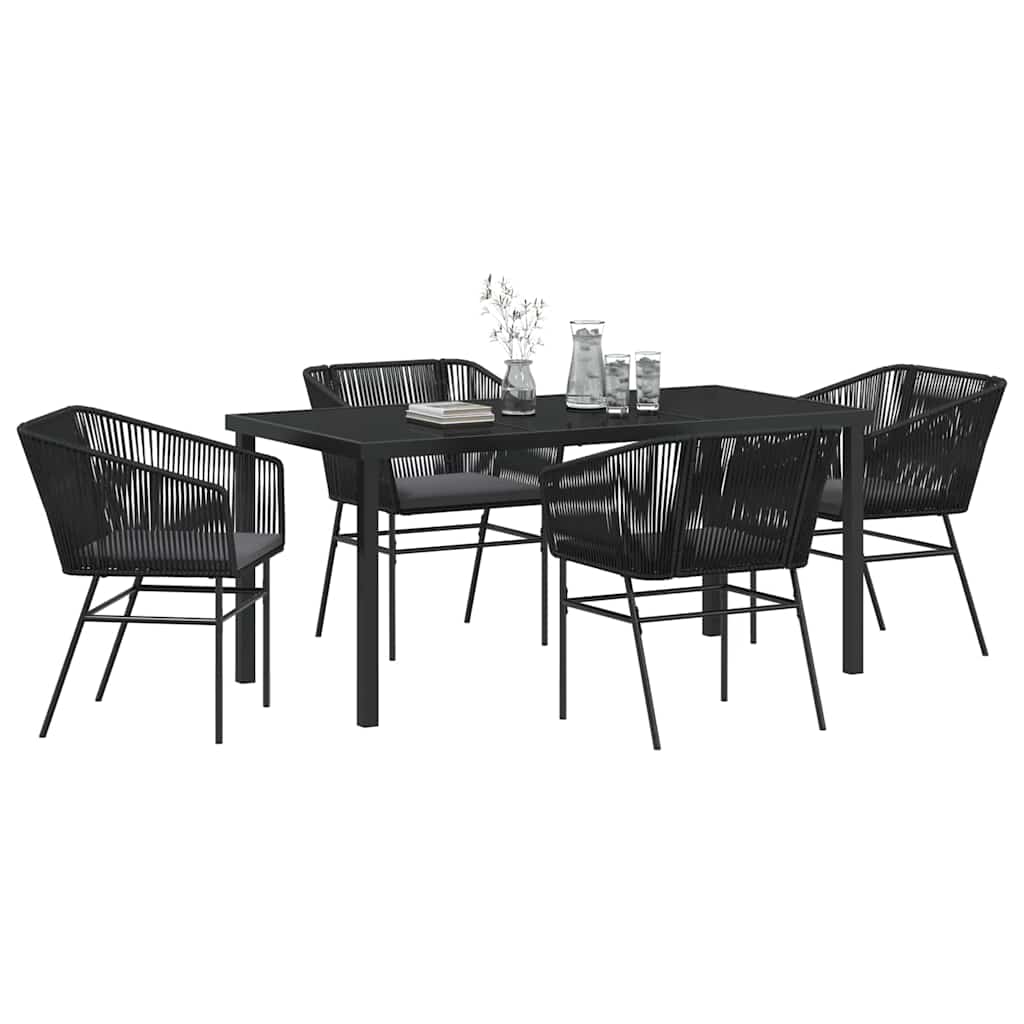 Ensemble de salle à manger pour jardin avec coussin 5 pcs Noir - XIOS