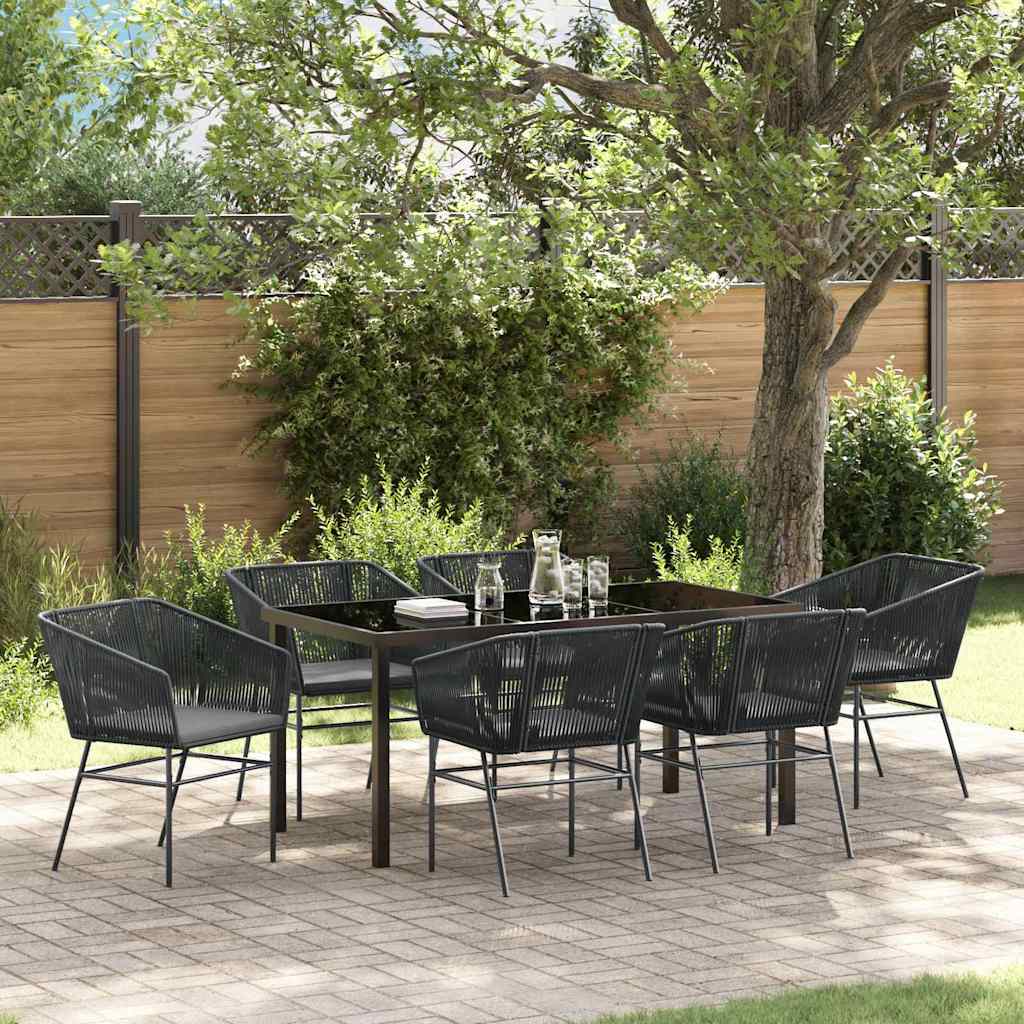 Ensemble de salle à manger pour jardin avec coussin 7 pcs Noir - XIOS