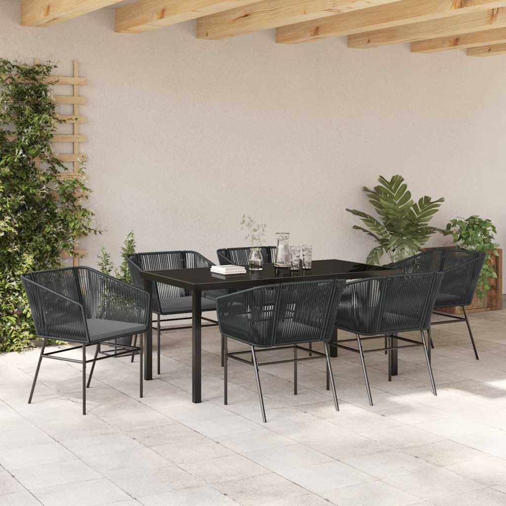 Ensemble de salle à manger pour jardin avec coussin 7 pcs Noir - XIOS