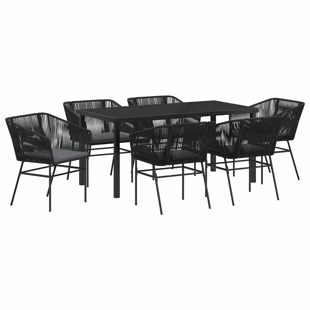 Ensemble de salle à manger pour jardin avec coussin 7 pcs Noir - XIOS