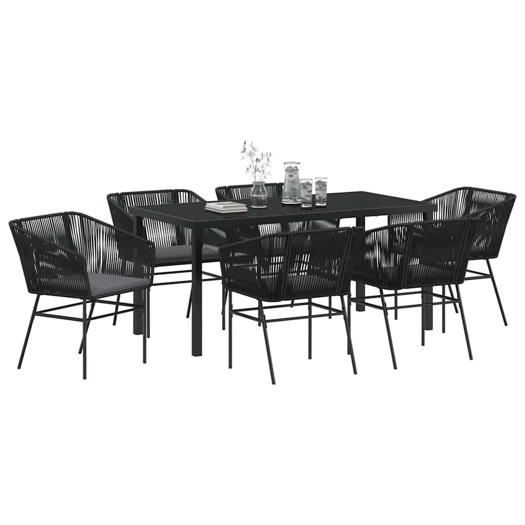 Ensemble de salle à manger pour jardin avec coussin 7 pcs Noir - XIOS